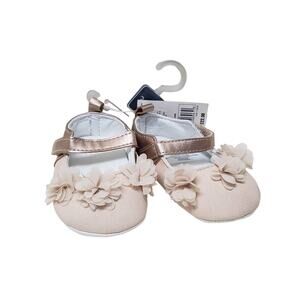Baby Bgosh Flower Ballerina Style Velcro Slide on Shoes - Size 2 3-6 Months